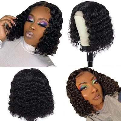 China Other Wig Free Synthetic Heat Resistant Bob Wig For Black Ladies Curly Short Lace Hair Cheap for sale