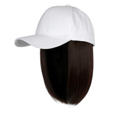 China Other Wholesale Short Straight Synthetic Bob Wig Hat Natural Color Cheap Baseball Caps Wig With Adjustable Cap for sale