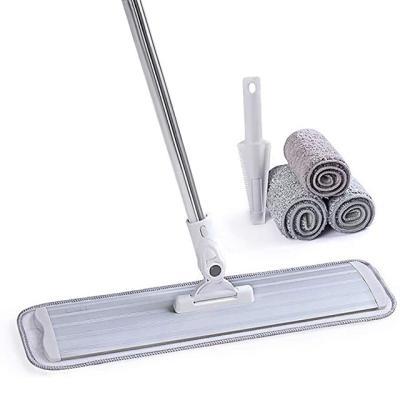 China Stocked Microfbre Floor Mop For Floor Dust Cleaning Wet Dry Mop With 4 Washable Pads for sale