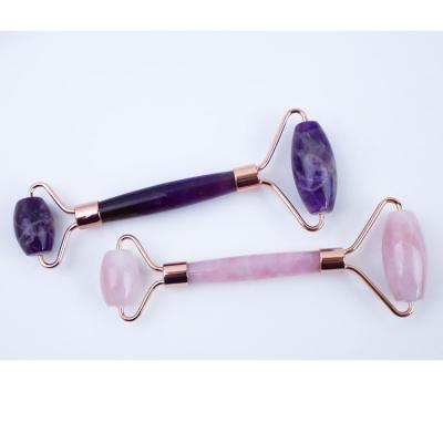 China Double Head Skin Rejuvenation Massage Stone Royal Jade Royal Amethyst Facial Roller for sale