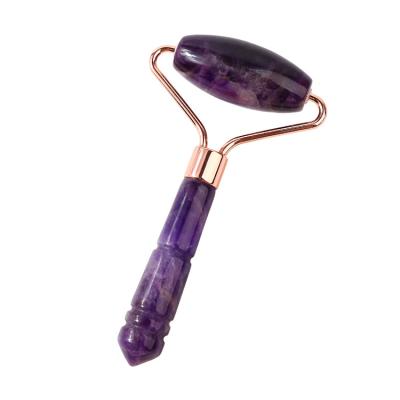 China Authentic Roller Crystal Quartz Mini Amethyst Jade Single Head High Quality Purple Gemstone Massager for sale