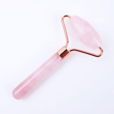 China Natural Stone Facial Massager Crystal Rose Quartz Mini Jade Single Head Skin Beauty Roller for sale