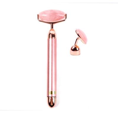 China Waist Size Authentic Quality Electronic Jade Massager Tool Rose Quartz Electric Vibrating Facial Roller for sale