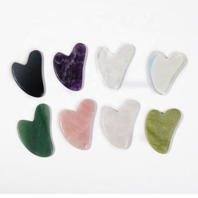 China Crystal Gemstone Board White Jade Comfortable Stone Massager Rose Quartz Gua Sha Facial Scraping Tool for sale