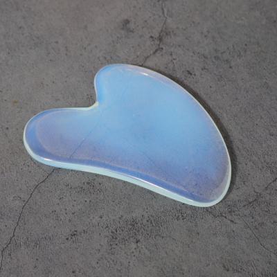 China Comfortable Blue Heart Shaped Agate Gua facial Sha de Jade Massage Stone Opalite Scraper for sale