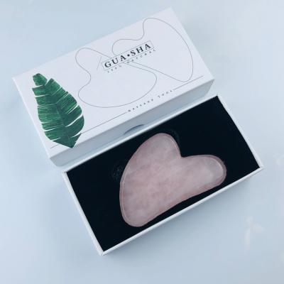 China Comfortable Facial Box of Crystal Scraping Tool Rose Quartz Jade Gua Sha Stone With for sale