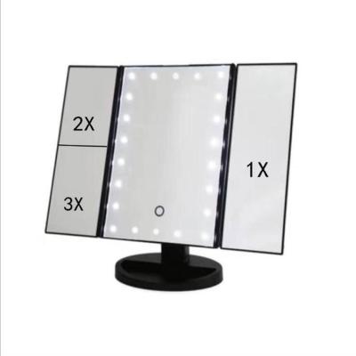 China 180 Degree Rotation Folding Beauty Lighted Cosmetic Mirror Make Up Led Vanity Makeup Mirror With Lights for sale