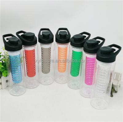 China Sustainable Portable Cap 700ml Fruit Water Bottle Infuser Bottle for sale