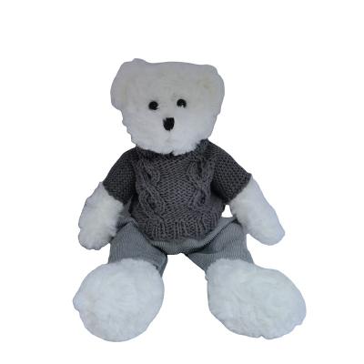 China Safety/Soft Hot Sale/Decoration 2022 OEM High Quality Custom Teddy Bear In Gray Sweater Plush Toy For Christmas Gift Home Decoration for sale