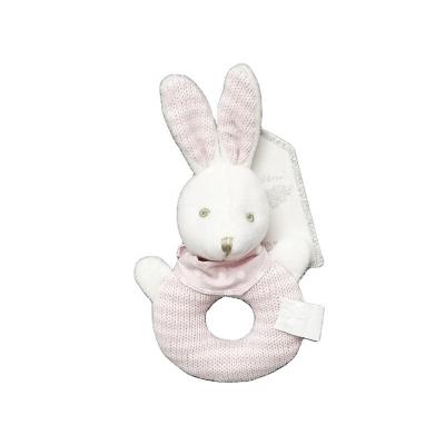 China STUFFED baby rabbit rattle toy velvet plush bunny jingle hand bell newborn gift for sale