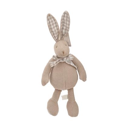 China Eco-friendly 100% Cotton Knitted Wool Rabbit Stuffed Toys Children Accompany Toys Kids Room Decoration Doll for sale