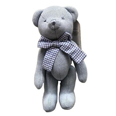 China High Quality 100% Soft Cotton Wool Bear Toys Sliver Bear Doll Knitting White Sitting Toy for sale