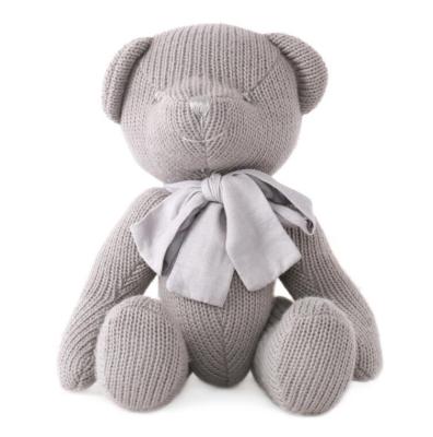 China Baby Gift Wool Yarn Teddy Bear Doll Knitting 100% Cotton Joined Gray Bear Plush Toys for sale