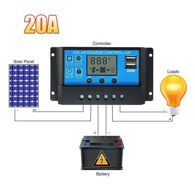 China ABS Good Price Solar DC Inverter 10A/20A/30A 12v/24V Mini Automatic Smart Solar Charge Controller for sale