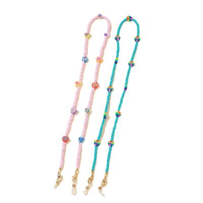 China Fashoin Candy Color Soft Ceramic Glasses Chain Border Color Crystal Hanging Neck Glasses Chain Anti Loss Glass Rope Wholesale for sale