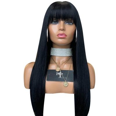 China Silky straight wave wig woman long straight straight hair chemical fiber head set a minimumfull lace wig for sale