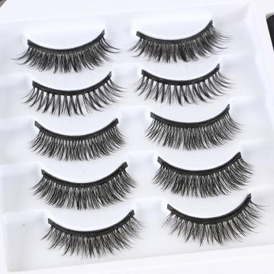 China Natural Natural Fairy False Eyelash Set 5 Pairs Magnetic False Eyelashes Magnetic Eyeliner Liquid Set Long Thin Eyelashes for sale