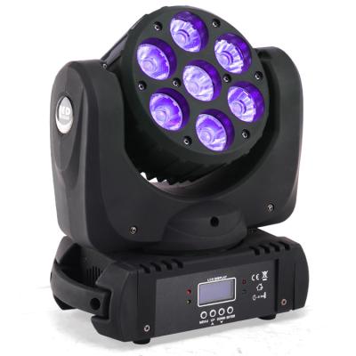 China Hot Sale Stage LED Wash 7PCS 18W RGBWAUV 6IN1 Sharpy LED Moving Head Beam Wash Moving Head Lights for sale