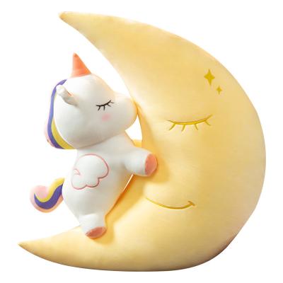 China Unicorn Plush Toy Soft Stuffed Eco-Friendly Half Moon Shaped Unicorn Cute Dolls Animal Pillow for sale