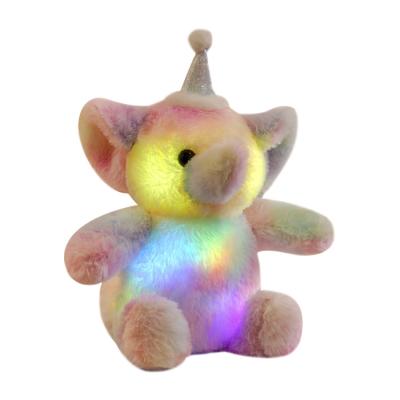 China Eco-Friendly LED Light Up Rainbow/Pink/Glowing 30cm Blue Elephant Doll Stuffed Plush Soft Toys for sale