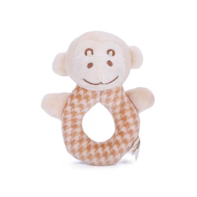 China Eco-Friendly Baby Toy Rattle Monkey Head Plush Soft Rattle Toy Set for sale