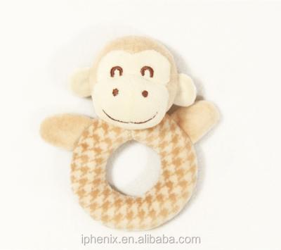 China Super Soft Rattles Toy Lovely Baby Rattles Plush Velvet Plush Monkey and Bear Rattles for sale