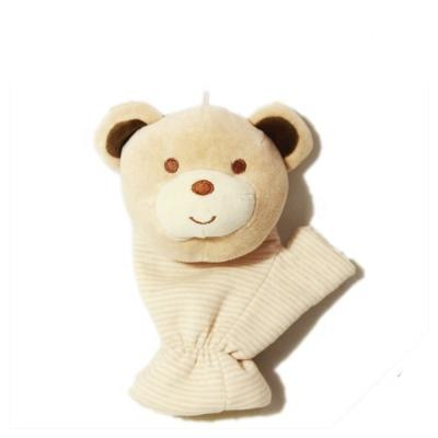 China Organic Plush Cotton Fabric Baby Playing Bear Stuffed Hand Puppet for sale