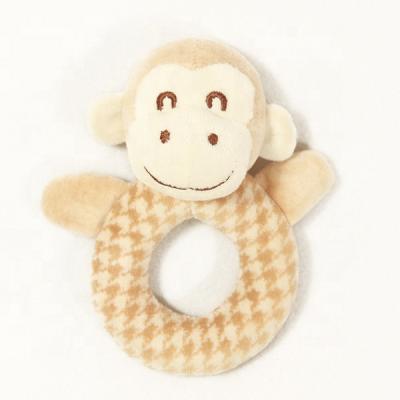 China Funny Cartoon Toy Kids Monkey Baby Rattle Plush Stuffed Animal Squeaky Toys for sale