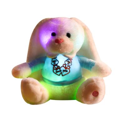 China Toy Factory Wholesale Light Up Bunny Toys Kids Soft Pillow Cartoon Bear Glowing Plush Rabbit Dolls for sale