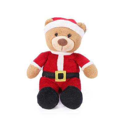 China Eco-Friendly Custom Christmas Stocking Teddy Bear With Red Suit by Moq Personalized Design Stuffed Plush Toys for sale