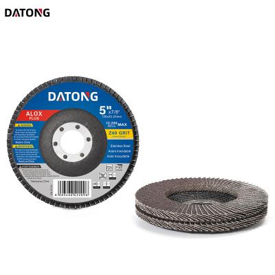 China Datong Factory Stainless Steel Factory Fin Wheel 125x22mm Flap 5x7/8inch Disc Density Calcined For Metal Grinding Wheel for sale