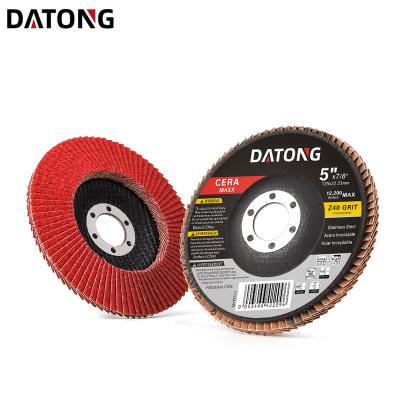 China Stainless Steel Datong 5 Inch Cloth Ceramic Flap Disc 36grit 125*22mm Abrasive Grinding Wheel for sale