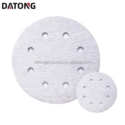 China Metal Datong Disc White Paper High Abrasive Performance 6inch 150mm 8 Holes Sanding Wood And Alloy for sale