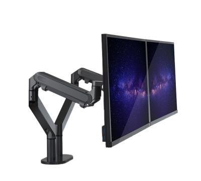 China Fully Adjustable Aluminum Alloy Dual Monitor Mount, Spring Gas Monitor Arm Desk Mount for 2 Computer Monitors for sale