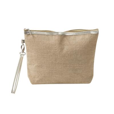 China Fashion Customized Eco-friendly Jute Jute Makeup Clutch Bag Cosmetic Bag For Women for sale