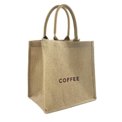 China Rope Handle Custom Printed Logo Jute Eco-Friendly Reusable Tote Bag For Shopping for sale