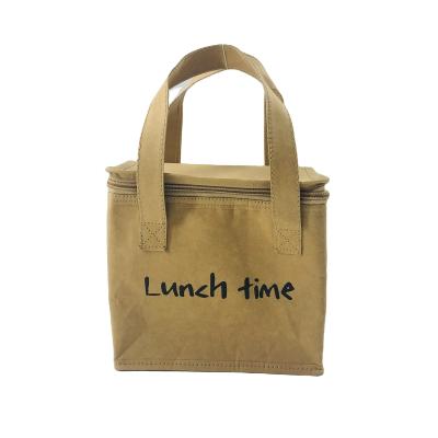 China Insulated Custom Square Tyvek Brown Kraft Paper Cooler-Bags Lunch Box Bag for sale