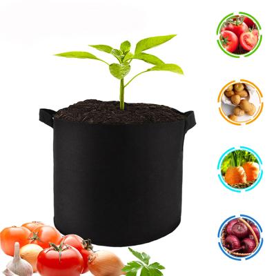 China Wholesale Breathable 1-400 Gallon Felt Artificial Growing Bag Plant Container Fabric Pot With Handle Household Felt Grow Bag for sale