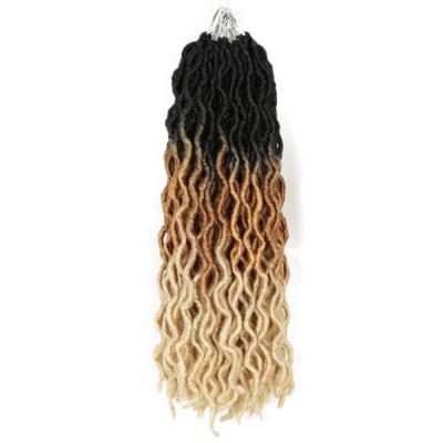 China Natural Curly Synthetic Crochet Hair 18 Inch Ombre Wave Goddess Braiding Hair Extensions Faux Locs Dreadlocks for sale