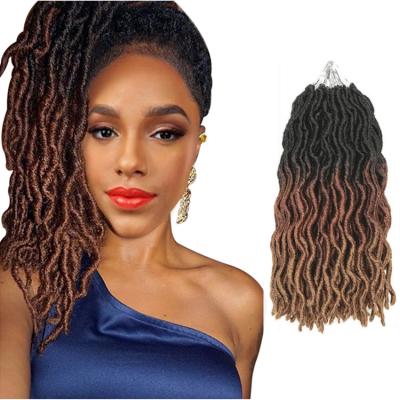 China 2019 Curly Crochet Hair Goddess Faux Locs Crochet Hair Soft Wave Natural Synthetic Braids Extension Brown For Women Locks for sale