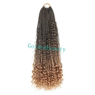 China Black Ombre Brown Bug Crochet Hair Extension 24 Curly Synthetic Strands Black Bug Braids Hair With Split Ends for sale