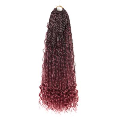 China Synthetic Curly Crochet Braid Bohemian Box Braids Boho Black Hair Extensions for sale