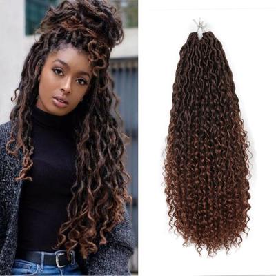 China Ombre Bohemian Locs Goddess Braiding Hair Extensions Natural Synthetic Box Braid Hair Crochet Braid Long Crochet Hair With Curly for sale