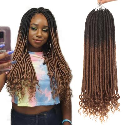 China Goddess soul locs Faux Locs crochet hair with curly ends straight Pre looped crochet Faux Locs 20 inch crochet bohemian hair for sale