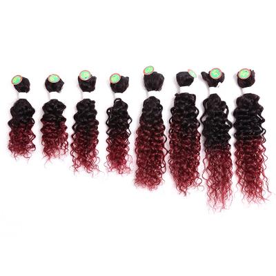 China Deep Wave 8 Pieces / Set For Full Head Ombre 8-14 Inch Deep Weave Hair Blend Synthetic Fiber Hair Extensions for sale