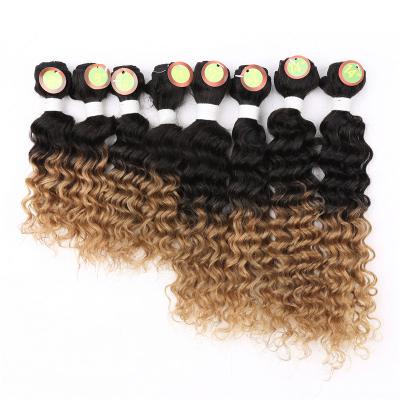 China Deep Wave Hair Weaving Curly Hair Extensions Synthetic Hair Weave Weft Bundles for sale