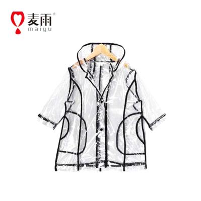 China Maiyu Durable Easy Worn PVC Clear Recyclable Rain Coat for sale