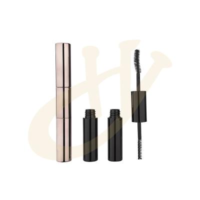 China HUAYI Cosmetic Custom 7.5ml Empty Round Double Sided Mascara Container Bottle Double Ended Tube With Silicone Curling Brush for sale