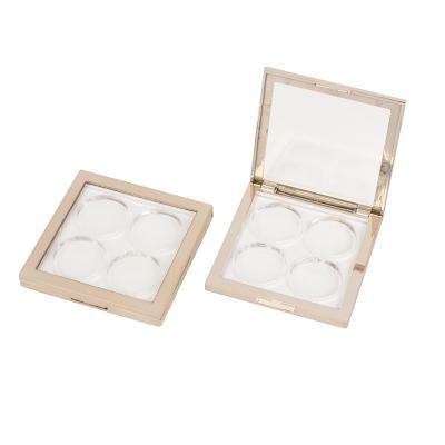 China Recycled HUAYI Materials 4 Color Square Eyeshadow Palette Case Private Label Metal Case Pretty Transparent Clear Empty Eyeshadow for sale