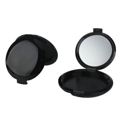 China Recycled Materials Huayi Customized Round Case Black Empty Quilted Makeup Compact Pressed Powder Case With Mirror for sale